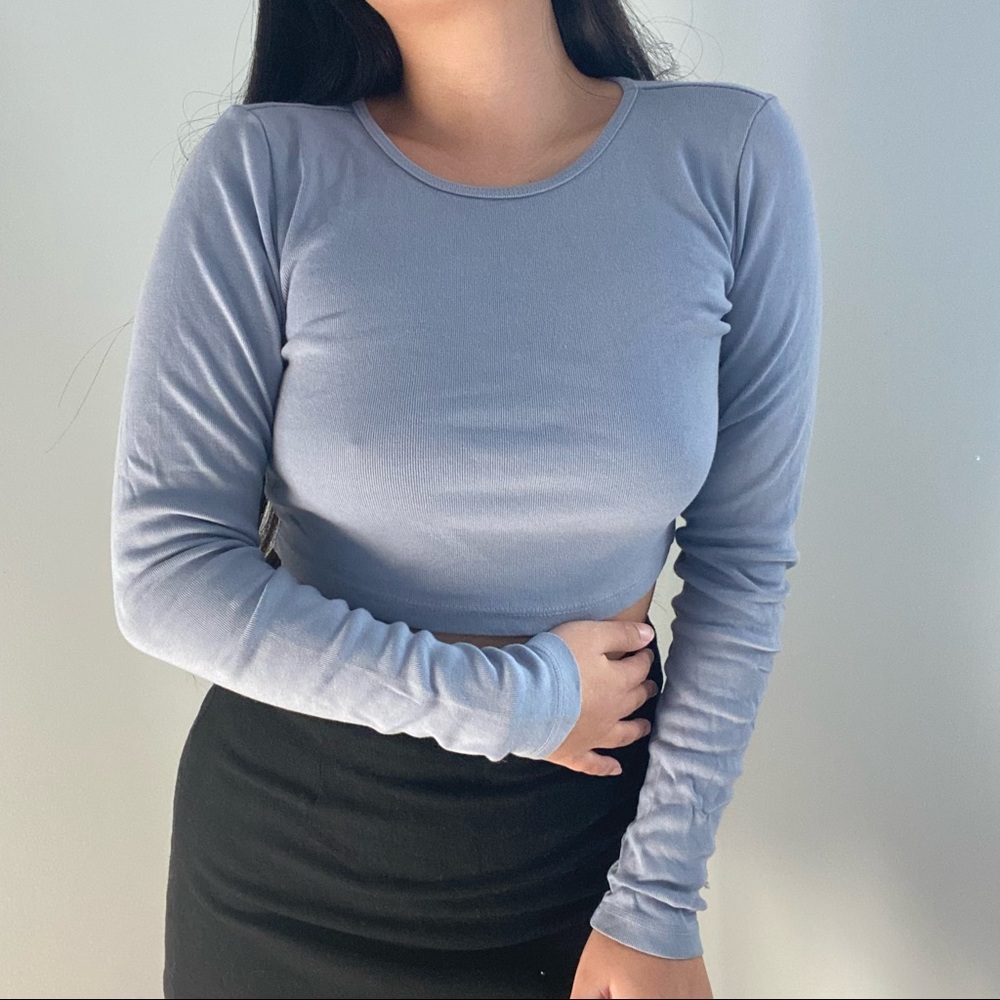 Brandy Melville Blue Cropped Long Sleeve